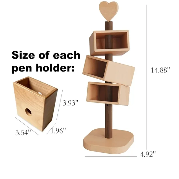 Rotating Wooden Pen Organizer - Picture 3 of 5